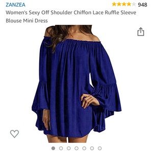 Blue off shoulder minidress